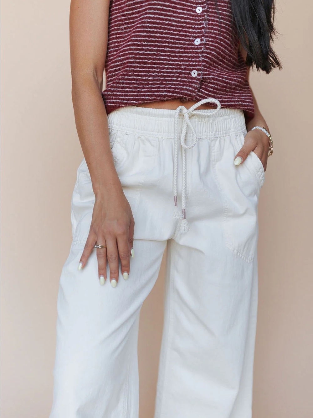 Free People Easy Peasy Pull On Pants Whitish Size Small New - Picture 5 of 12